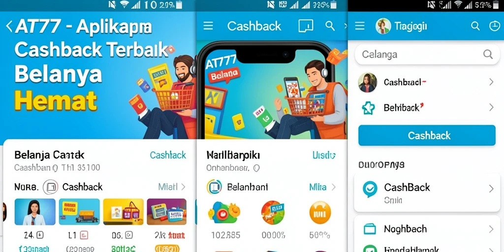 Antarmuka aplikasi AT777 dengan penawaran cashback yang menonjol.