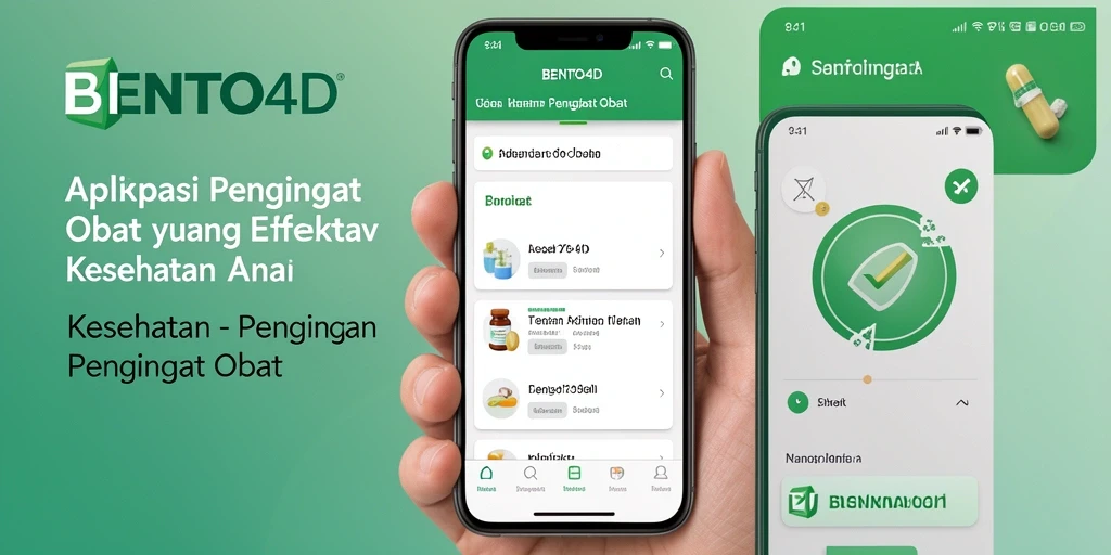 Antarmuka aplikasi BENTO4D untuk pengingat obat yang praktis dan efisien.