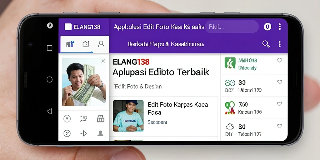 Tampilan antarmuka ELANG138 dengan efek Edit Foto Kertas Kaca.