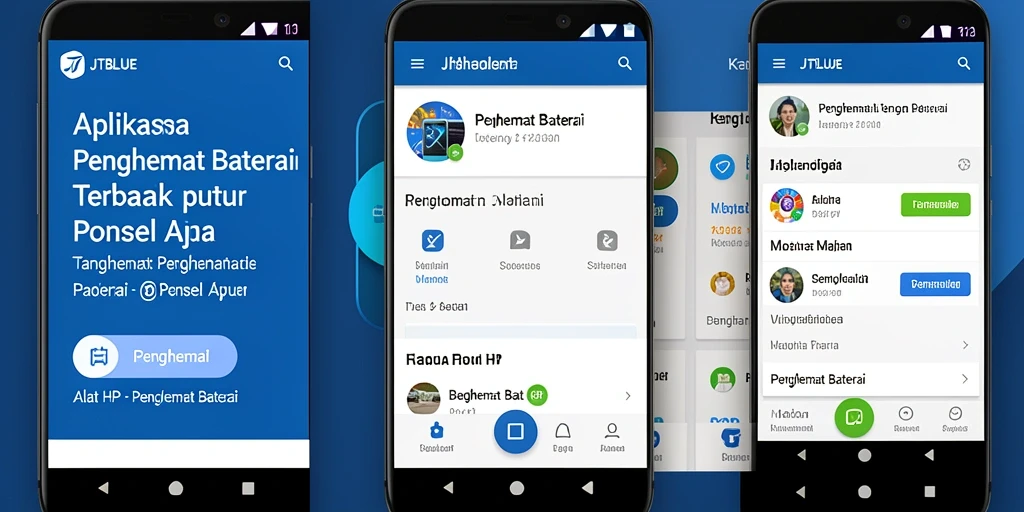 Tampilan aplikasi JTBLUE dengan fitur penghemat baterai.