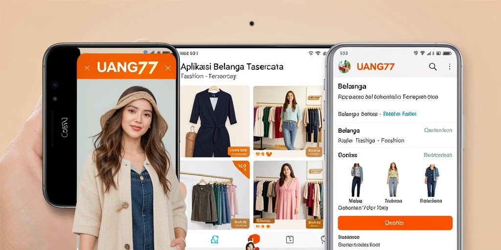 Antarmuka UANG77 yang menarik untuk belanja fashion.